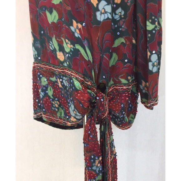 Vintage 80’s Neiman Marcus silk beaded oversized tunic top - Picture 2 of 6